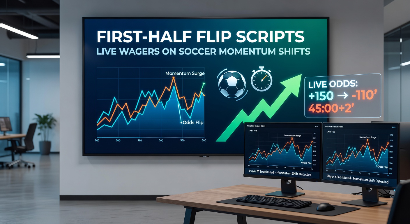 Fußballspieler in actionreichem Moment während der ersten Halbzeit, der einen typischen Momentum-Shift symbolisiert