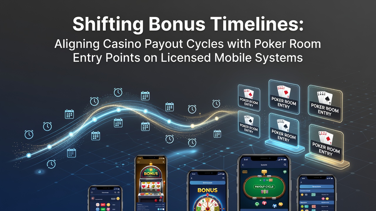 Darstellung mobiler Casino- und Poker-Apps mit Fokus auf Auszahlungszyklen und Bonus-Timelines